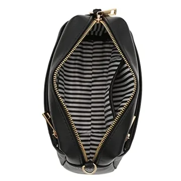 FashionPuzzle Small Triple Zip Crossbody Bag (Black)