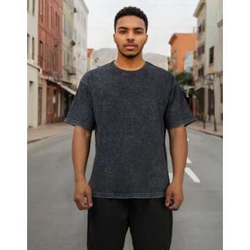 Suvipnee Men's Acid Wash T-Shirts Oversized Unisex T Shirt Cotton Short Sleeve Shirts Casual Tee for...