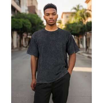 Suvipnee Men's Acid Wash T-Shirts Oversized Unisex T Shirt Cotton Short Sleeve Shirts Casual Tee for Women