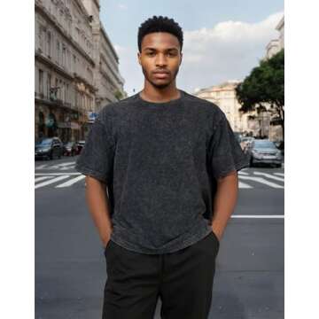 Suvipnee Men's Acid Wash T-Shirts Oversized Unisex T Shirt Cotton Short Sleeve Shirts Casual Tee for Women