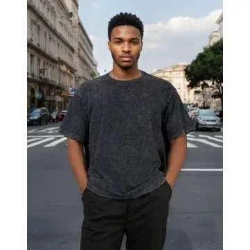 Suvipnee Men's Acid Wash T-Shirts Oversized Unisex T Shirt Cotton Short Sleeve Shirts Casual Tee for Women