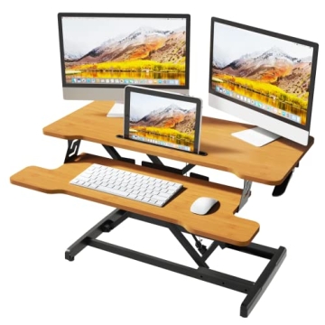 Standing Desk Converter - 35''Wide Stand Up desk Converter for Dual Monitor & Laptop w/Keyboard Tray...