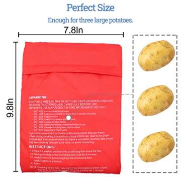 Microwave Potato Bag, 3 Pack Reusable Express Microwave Potato Cooker Bag, Baked Potato Cooker Perfect Potatoes 4 Minutes - Red Baked Pouch