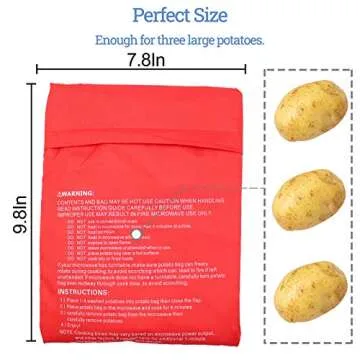 Microwave Potato Bag, 3 Pack Reusable Express Microwave Potato Cooker Bag, Baked Potato Cooker Perfect Potatoes 4 Minutes - Red Baked Pouch