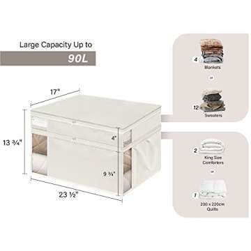 StorageWorks Double Layer Large Storage Bags - Eco-friendly Blanket Containers with Clear View and D...