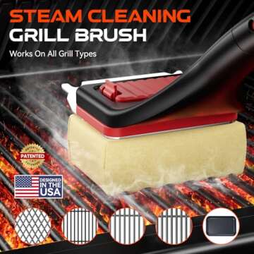 NEWKITCHEN Grill Brush Bristle-Free Steam Cleaning, BBQ Brush Replaceable Heat-Resistant Kevlar Head...