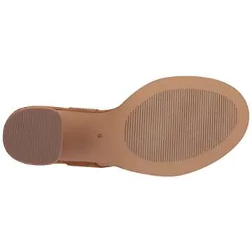 Amazon Essentials Women's Two Strap Heeled Slide, Cognac, 7