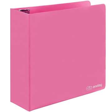 3 Inch 3 Ring Binder Pink, Slant D-Ring 3” Clear View Cover with 2 Inside Pockets, Heavy Duty Colo...