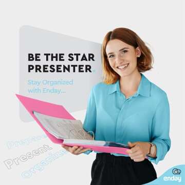 3 Inch 3 Ring Binder Pink, Slant D-Ring 3” Clear View Cover with 2 Inside Pockets, Heavy Duty Colored School Supplies Office and Home Binders – by Enday