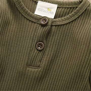 Kuriozud Newborn Infant Unisex Baby Boy Girl Button Solid Romper Bodysuit One Piece Jumpsuit Outfits Clothes (Long Sleeve one Piece Army Green, 3-6 Months)