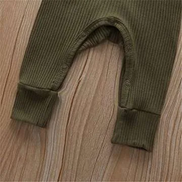 Kuriozud Newborn Infant Unisex Baby Boy Girl Button Solid Romper Bodysuit One Piece Jumpsuit Outfits Clothes (Long Sleeve one Piece Army Green, 3-6 Months)