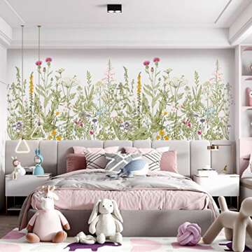 RW-102 Green Plants Flower Wall Decals for Home Decor
