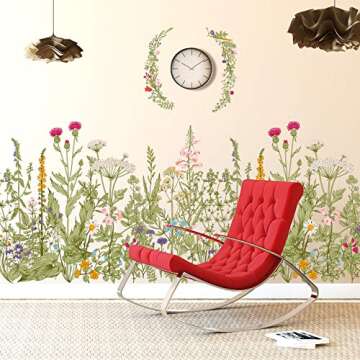 RW-102 Green Plants Flower Wall Decals for Home Decor