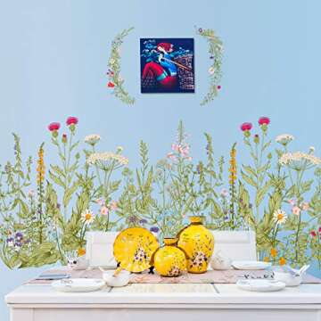 RW-102 Green Plants Flower Wall Decals for Home Decor