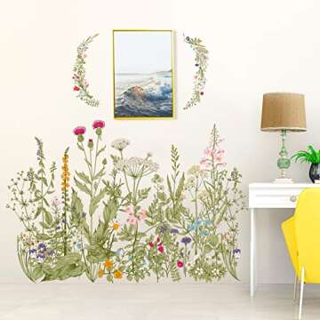 RW-102 Green Plants Flower Wall Decals for Home Decor