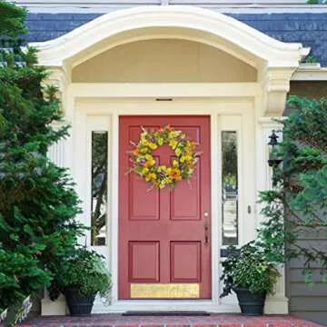 Artificial Wreath with Leaves for Front Door Indoor Outdoor Farmhouse Home Wall Window Festival Decor