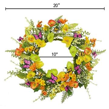 Artificial Wreath with Leaves for Front Door Indoor Outdoor Farmhouse Home Wall Window Festival Decor