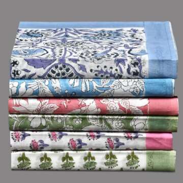 CPC Cloth Napkins Set of 6 Cotton Printed Dinner Block Print Napkins I Wedding Cocktail Cloth Floral...