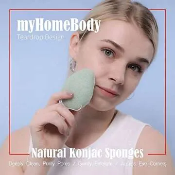 myHomeBody Natural Konjac Facial Sponges – Eco-Friendly for Gentle Face Cleansing and Exfoliation ...