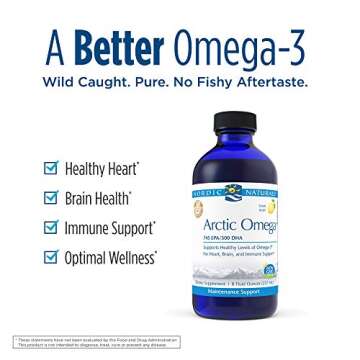 Nordic Naturals Arctic Omega, Lemon Flavor - 8 oz - 1560 mg Omega-3 - Fish Oil - EPA & DHA - Immune Support, Brain & Heart Health, Optimal Wellness - Non-GMO - 48 Servings