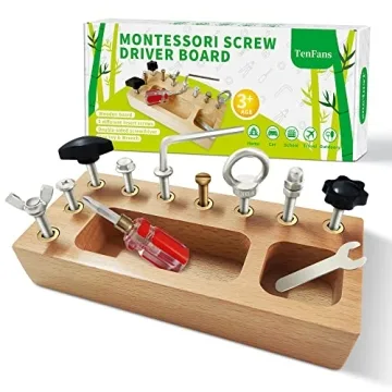 Montessori Toys for 1 2 3 Year Old, Montessori Screwdriver Board, Kids Wooden Toys, Fine Motor Skill...