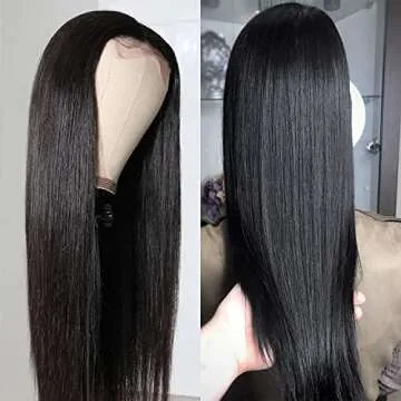 KOCOPOM Lace Front Wigs Human Hair Pre Plucked with Baby Hair Glueless 150% Density 24 inch Brazilian Straight 4X4 Lace Closure Human Hair Wigs for Black Women Natural Color