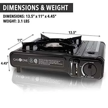 GasOne GS-1000 7,650 BTU Portable Butane Gas Stove Automatic Ignition with Carrying Case, CSA Listed