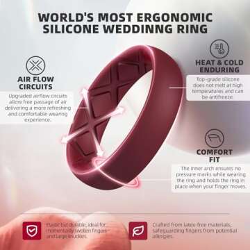 Egnaro Women's Engagement Rings - Breathable Silicone Rubber Wedding Bands