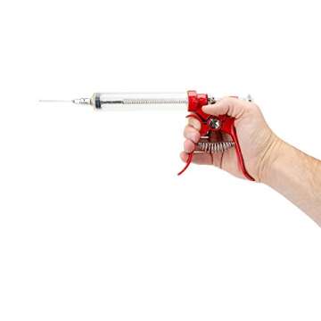 Butcher BBQ Pistol Grip Gourmet Meat Injector Syringe | Metal Handle | 50cc Capacity | 2 Needles for...