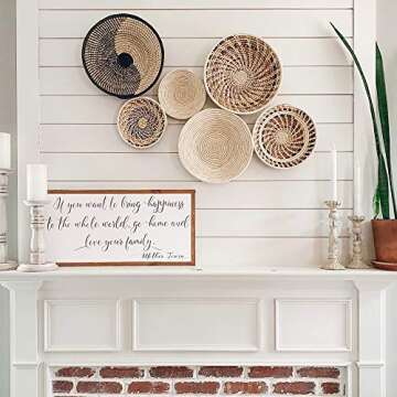 Boho Baskets - Set of 6 African Wall Baskets - Handmade by Female Artisans in Kenya - Boho Wall Deco...