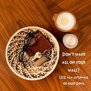 Boho Baskets - Set of 6 African Wall Baskets - Handmade by Female Artisans in Kenya - Boho Wall Decor - Rattan Decor