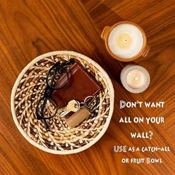 Boho Baskets - Set of 6 African Wall Baskets - Handmade by Female Artisans in Kenya - Boho Wall Decor - Rattan Decor