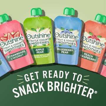 Outshine Strawberry Coconut Yogurt Smoothie Pouches - Fruit Pouches, Ready-to-Drink Smoothies, Kids & Adults Pureed Foods - Fruit Pouches for Kids & Adults, Smoothie Drink - (24 Count)