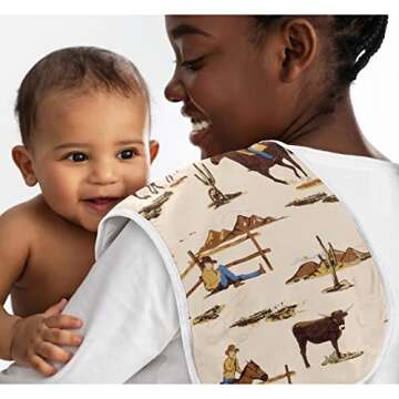 Sweet Jojo Designs Western Cowboy Baby Boy Absorbent Burp Cloths for Infant Newborn - Red Blue Tan C...