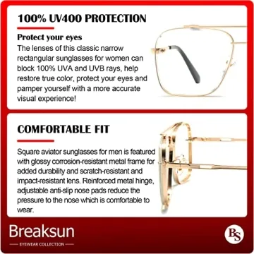 Breaksun Aviator Sunglasses with Gradient Lens and Gold Frame