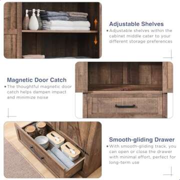 Farmhouse Kitchen Pantry Cabinet 72" Tall Wood Storage