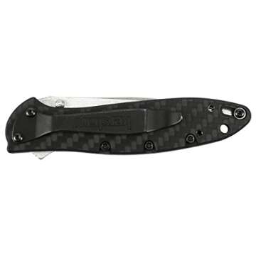 Kershaw Leek Carbon Fiber (1660CF); Pocket Knife with 3 Stonewashed CPM 154 Steel Blade, Black Carbon Fiber Handle, SpeedSafe Assisted Opening, Frame Lock, Tip Lock and Reversible Pocketclip; 2.3 OZ