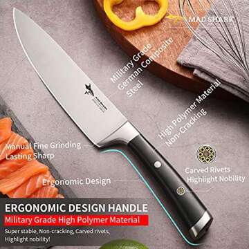 MAD SHARK 8 Inch Chef's Knife - Ultra Sharp & Ergonomic Design