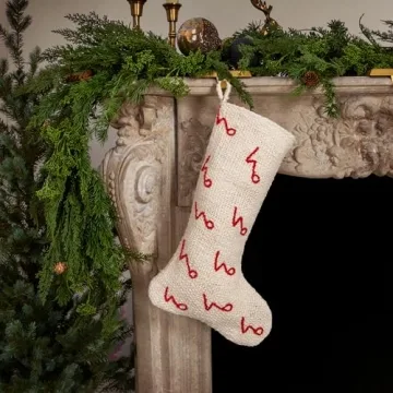 Creative Co-Op Cotton Stocking with Ho Ho Ho Pattern