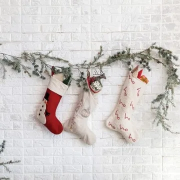 Creative Co-Op Cotton Stocking with Ho Ho Ho Pattern