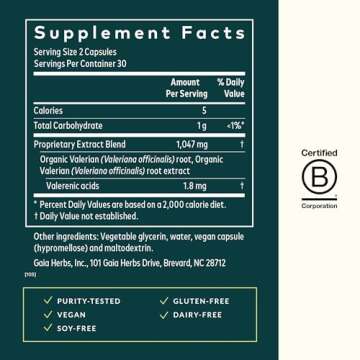 Gaia Herbs Valerian Root - Natural Sleep Support for a Natural Calm to Help Relaxation to Prepare fo...