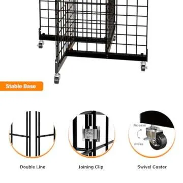 Bonnlo 5' x 2' Rolling Grid Panel Tower for Displays