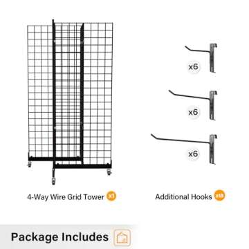 Bonnlo 5' x 2' Rolling Grid Panel Tower for Displays
