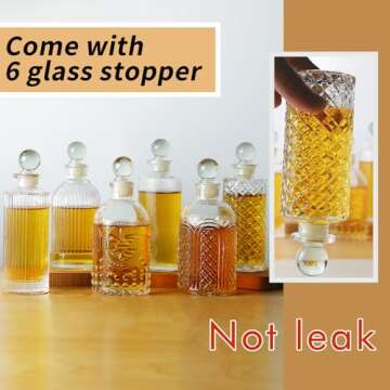 Coffee Syrup Dispenser Set - 6 Stylish Glass Bottles