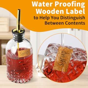 Coffee Syrup Dispenser Set - 6 Stylish Glass Bottles