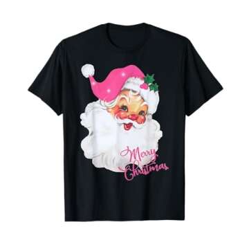 Funny Vintage Pink Santa Claus Pink Christmas Design T-Shirt