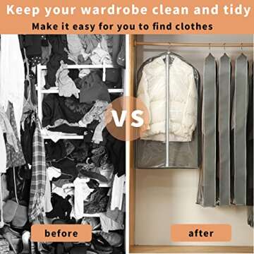 3 Pcs Garment Bags,40"and50" PEVA Moth-Proof Breathable Dust Cover,Clothing Bags for Hanging Clothes with Bedroom,Garment Covers for Suits, Padded Clothes, Shirts Prevent Dust