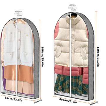 3 Pcs Garment Bags,40"and50" PEVA Moth-Proof Breathable Dust Cover,Clothing Bags for Hanging Clothes with Bedroom,Garment Covers for Suits, Padded Clothes, Shirts Prevent Dust