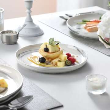 MALACASA Plates and Bowls Sets, 12 Pieces Porcelain Dinnerware Sets Dishware Sets Chip Resistant Ceramic Dish Set Dining Dinner Ware Service for 4, Marble Grey, Series LUNA