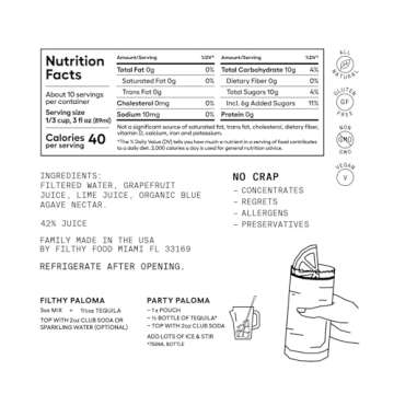 Filthy Paloma Mix - Natural Premium Mixer - Non-GMO, Vegan & Gluten Free 32 Oz Pouch